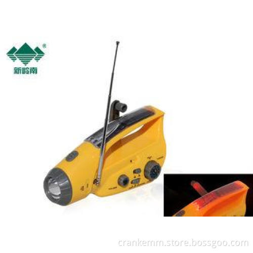 Hand Powered Solar AM FM Flashlight Radio , Hand Crank Emer